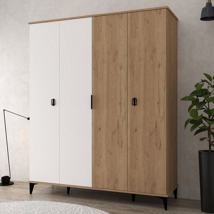 Hanah Home Neva 6403 Armario Roble Zafiro y Blanco